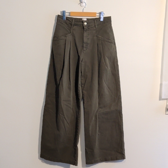 Anthropologie Pants - ANTHROPOLOGIE MAEVE wide-leg chino trousers in olive green - size 6